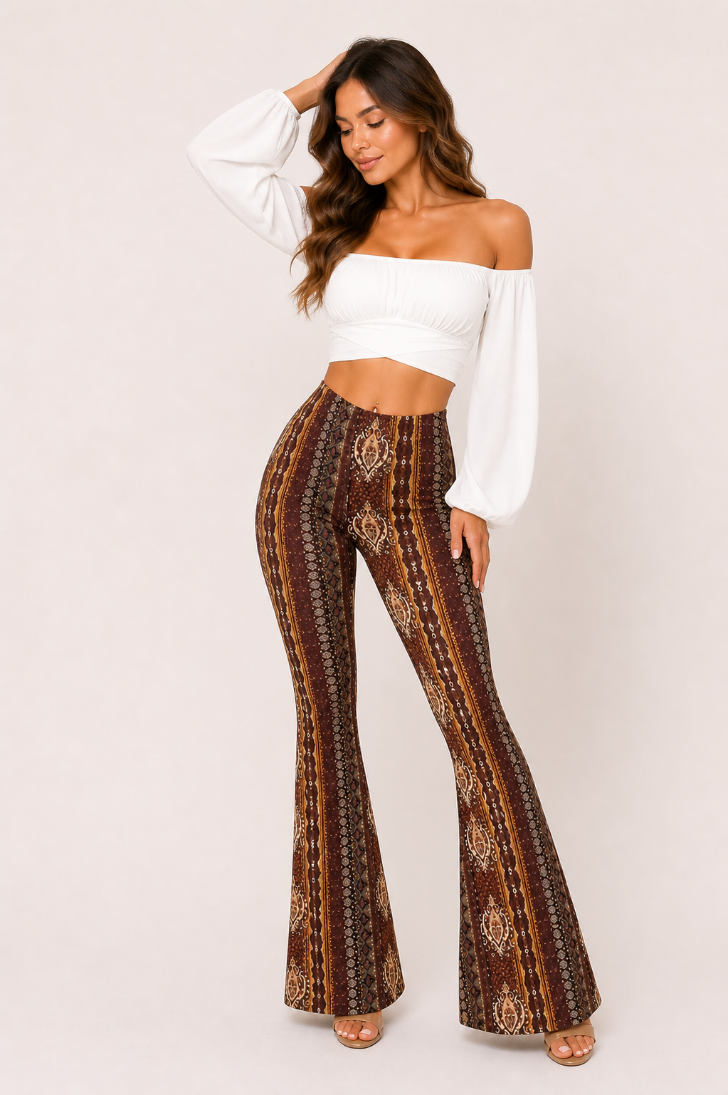 Klara™ | Pantalón Acampanado Estampado Vertical