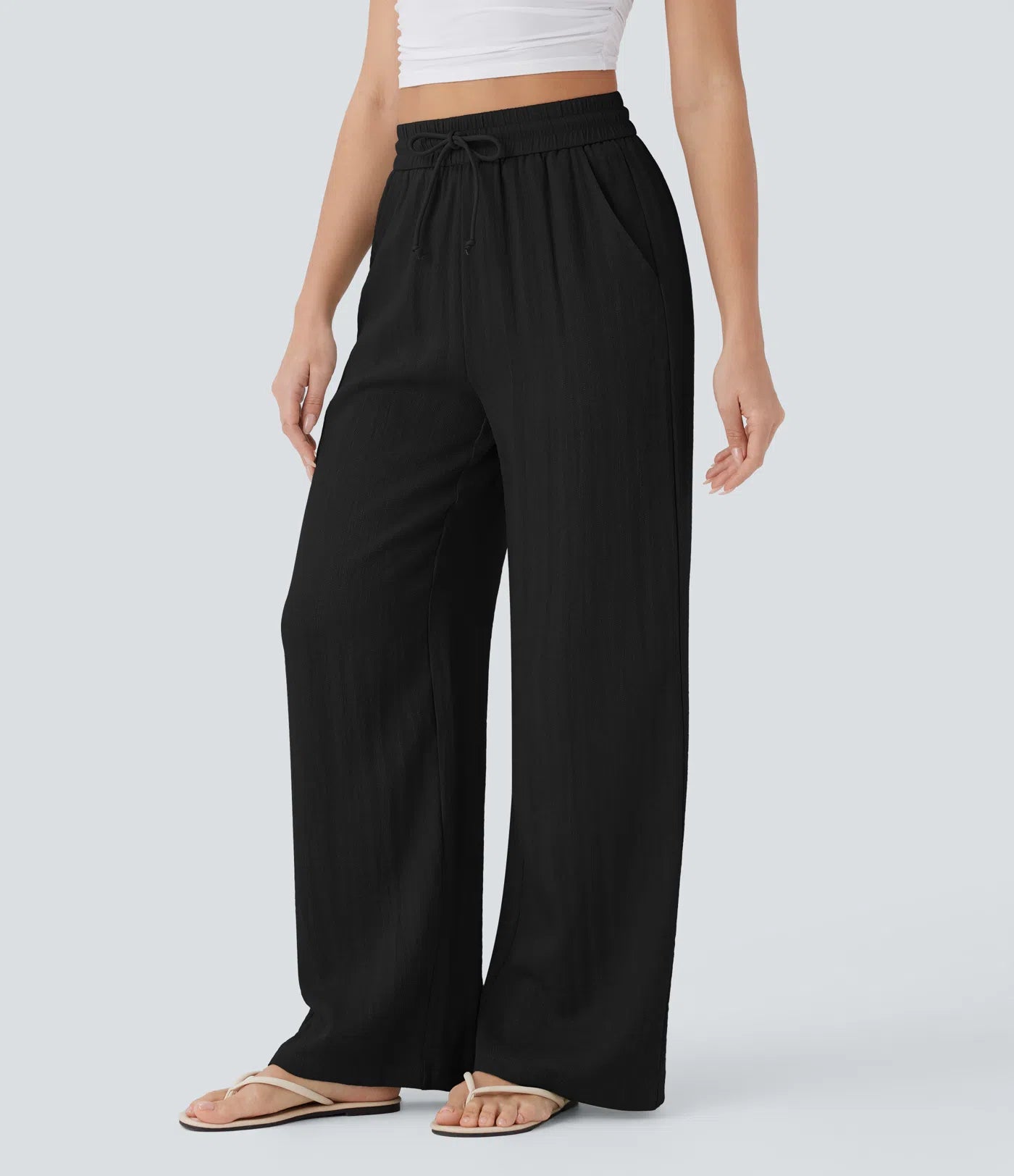 Elena™ | Pantalón Palazzo de Lino Cintura Alta