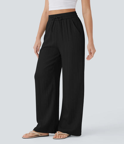 Elena™ | Pantalón Palazzo de Lino Cintura Alta