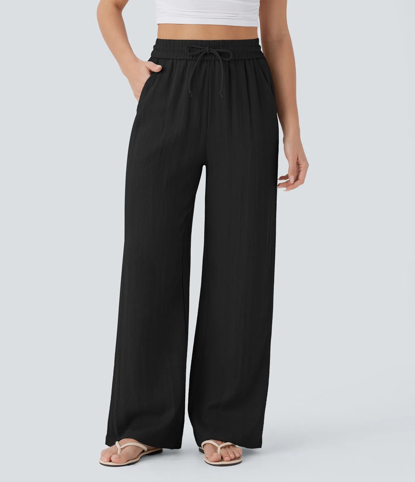 Elena™ | Pantalón Palazzo de Lino Cintura Alta