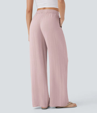 Elena™ | Pantalón Palazzo de Lino Cintura Alta