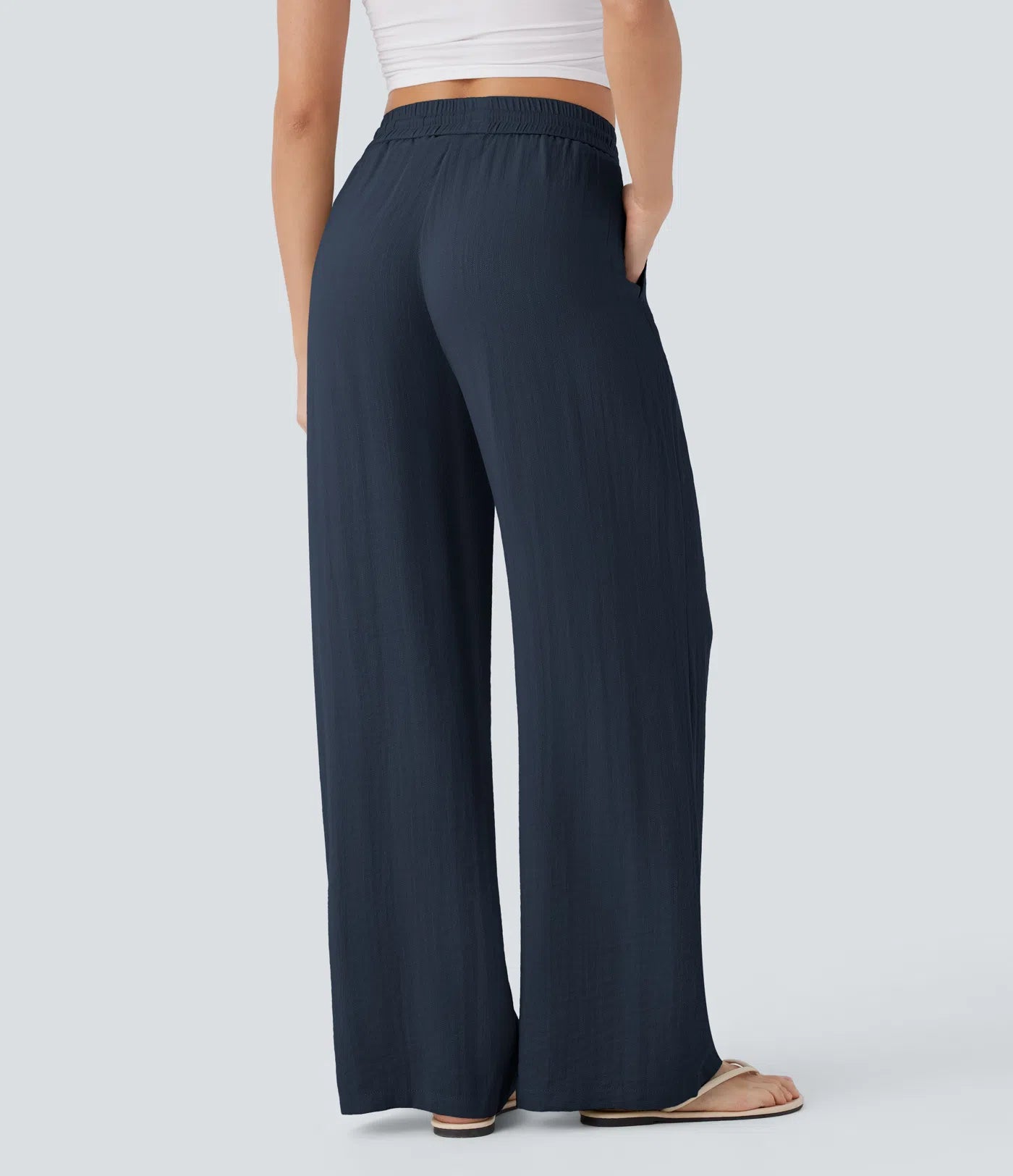 Elena™ | Pantalón Palazzo de Lino Cintura Alta