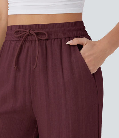 Elena™ | Pantalón Palazzo de Lino Cintura Alta