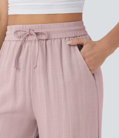 Elena™ | Pantalón Palazzo de Lino Cintura Alta