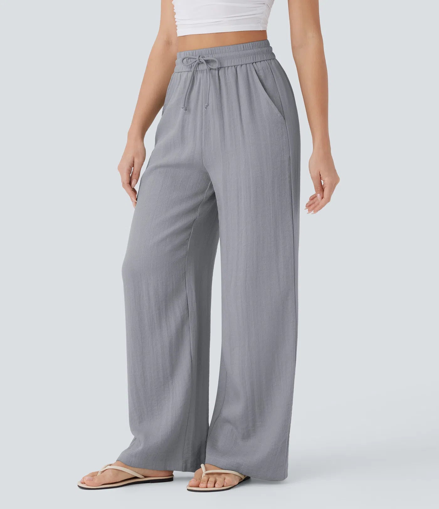 Elena™ | Pantalón Palazzo de Lino Cintura Alta