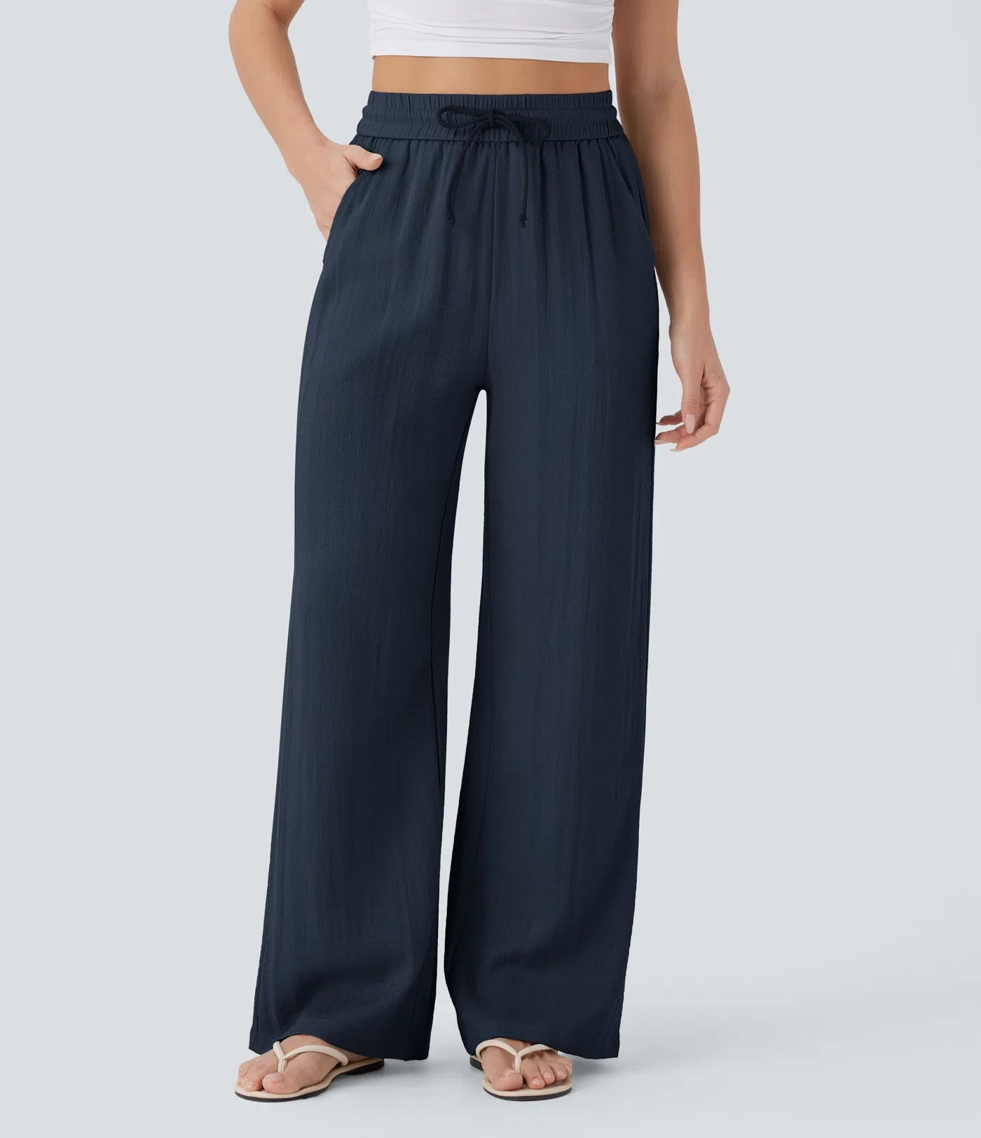 Elena™ | Pantalón Palazzo de Lino Cintura Alta