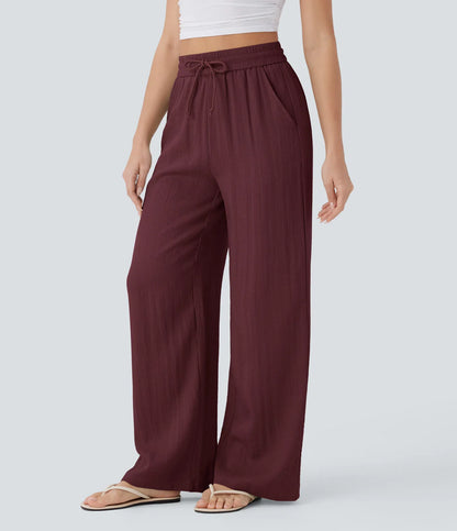 Elena™ | Pantalón Palazzo de Lino Cintura Alta