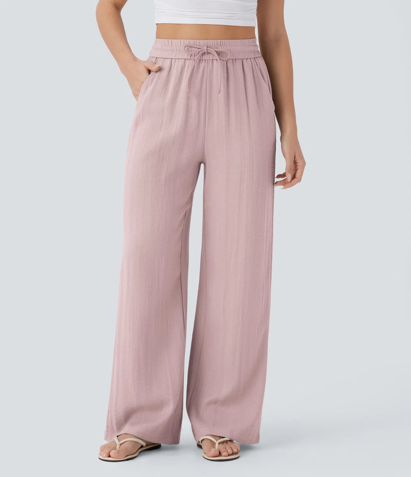 Elena™ | Pantalón Palazzo de Lino Cintura Alta