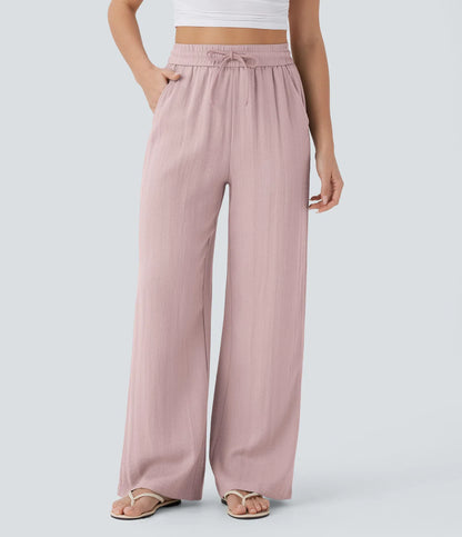Elena™ | Pantalón Palazzo de Lino Cintura Alta