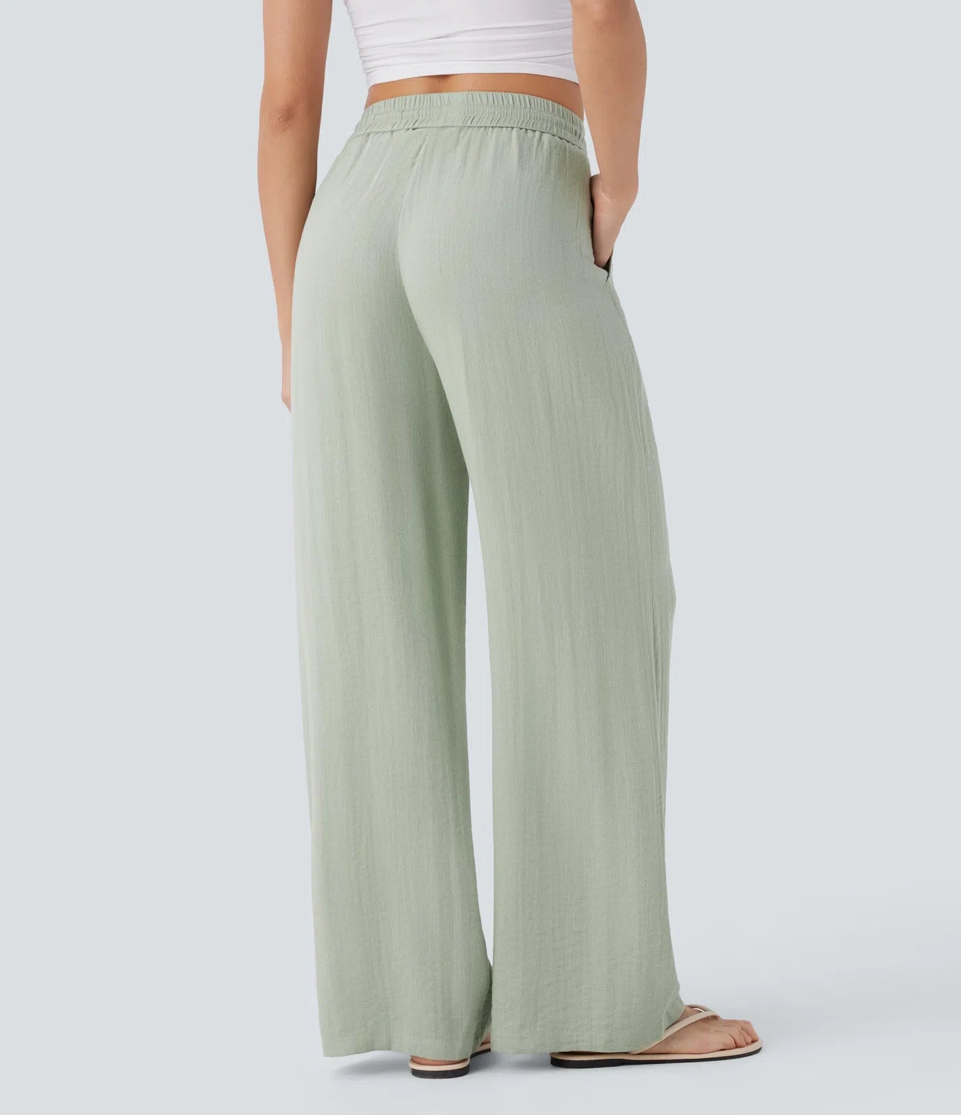 Elena™ | Pantalón Palazzo de Lino Cintura Alta