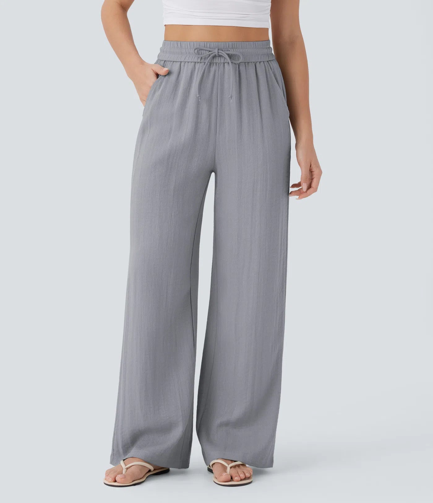 Elena™ | Pantalón Palazzo de Lino Cintura Alta