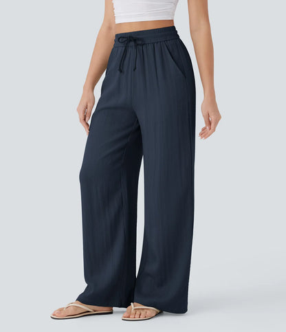 Elena™ | Pantalón Palazzo de Lino Cintura Alta