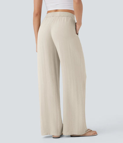Elena™ | Pantalón Palazzo de Lino Cintura Alta