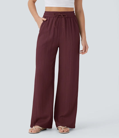 Elena™ | Pantalón Palazzo de Lino Cintura Alta