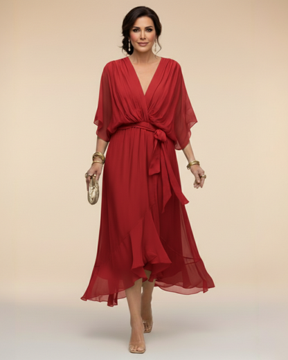 Daniela™ | Vestido de chifon escote en v