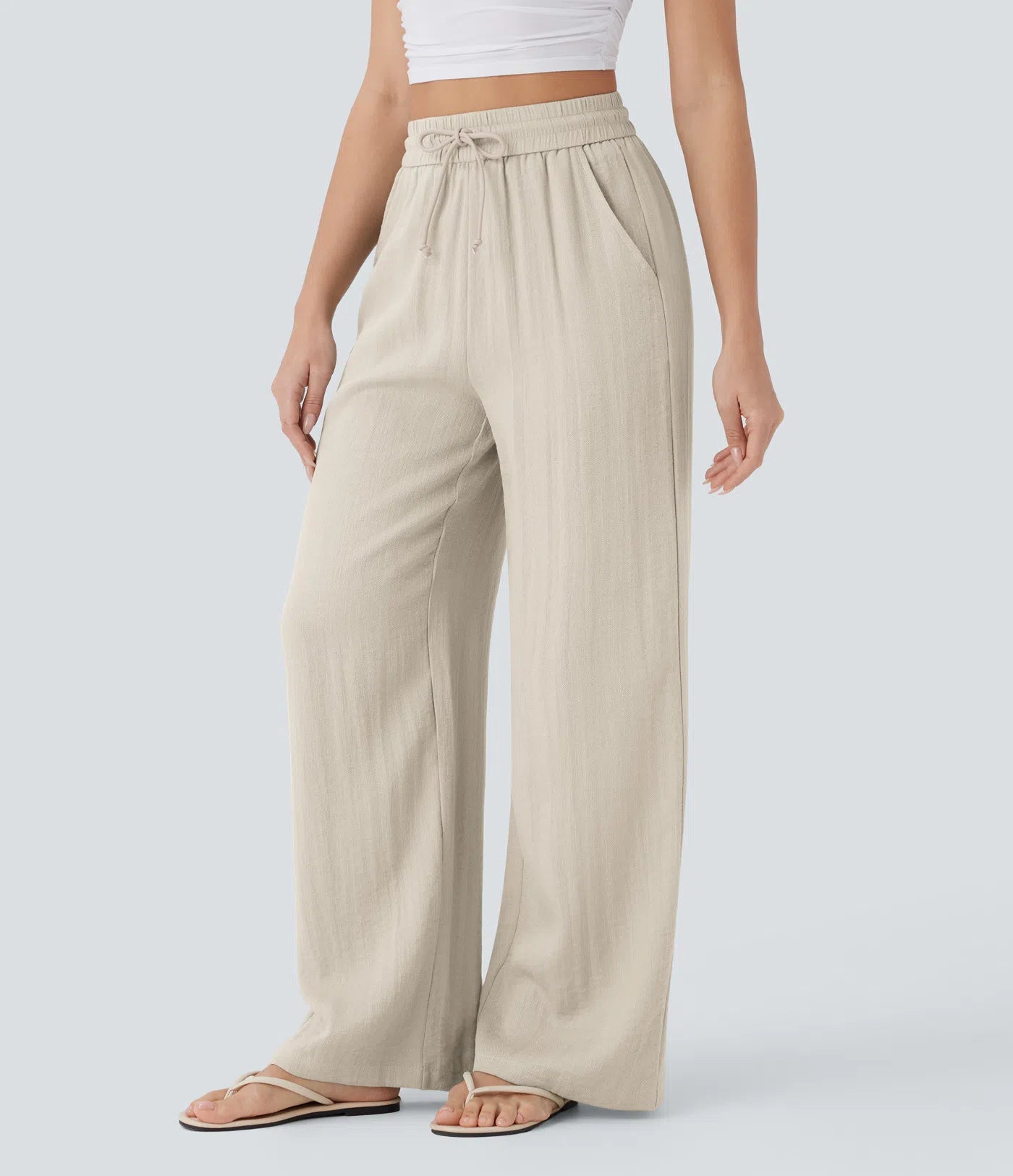 Elena™ | Pantalón Palazzo de Lino Cintura Alta