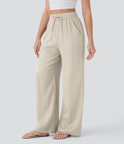 Elena™ | Pantalón Palazzo de Lino Cintura Alta