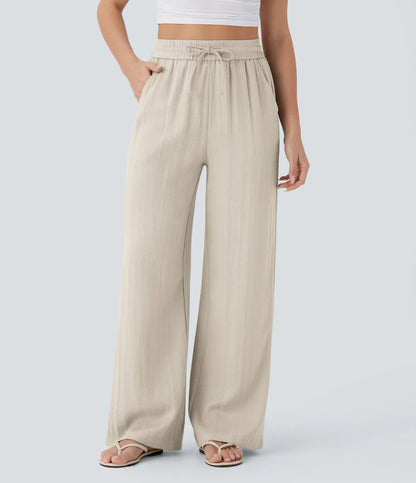 Elena™ | Pantalón Palazzo de Lino Cintura Alta