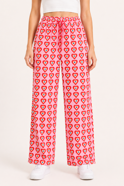 Nadine™ | Pantalón Palazzo Estampado de Corazones
