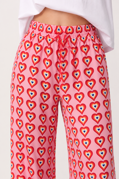 Nadine™ | Pantalón Palazzo Estampado de Corazones