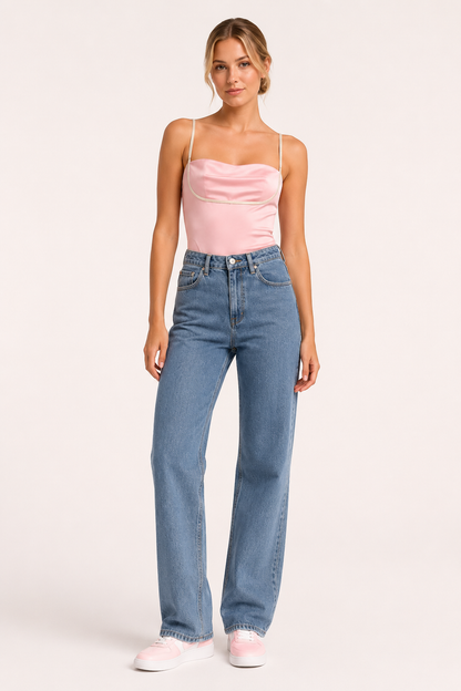 Lena™ | Vaqueros Tiro Alto Pierna Recta