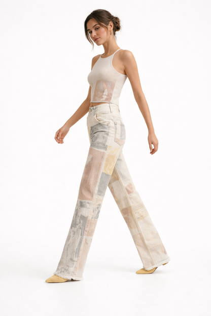 Grace™ | Pantalón Estampado Artístico Pierna Amplia