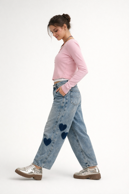 Elodie™ | Pantalón Vaquero con Corazones