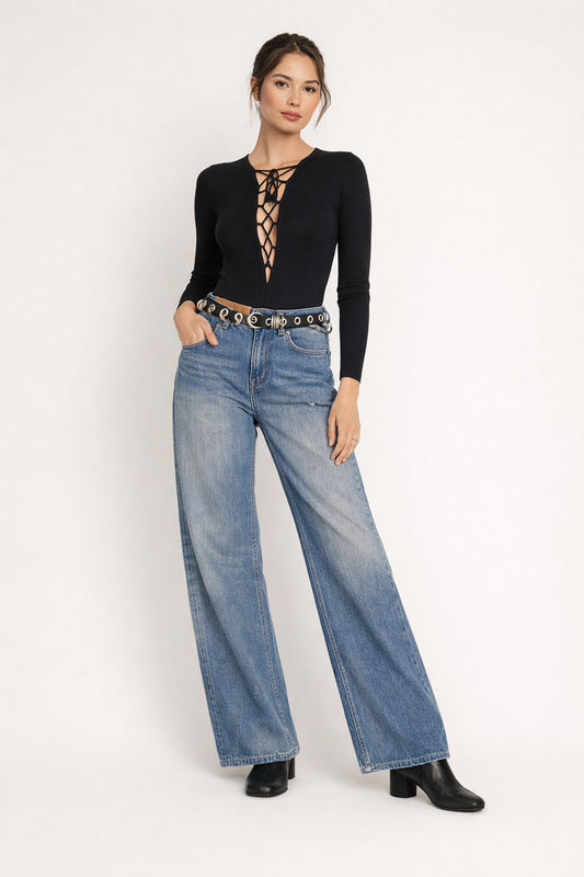 Margaux™ | Pantalón Vaquero de Pierna Amplia