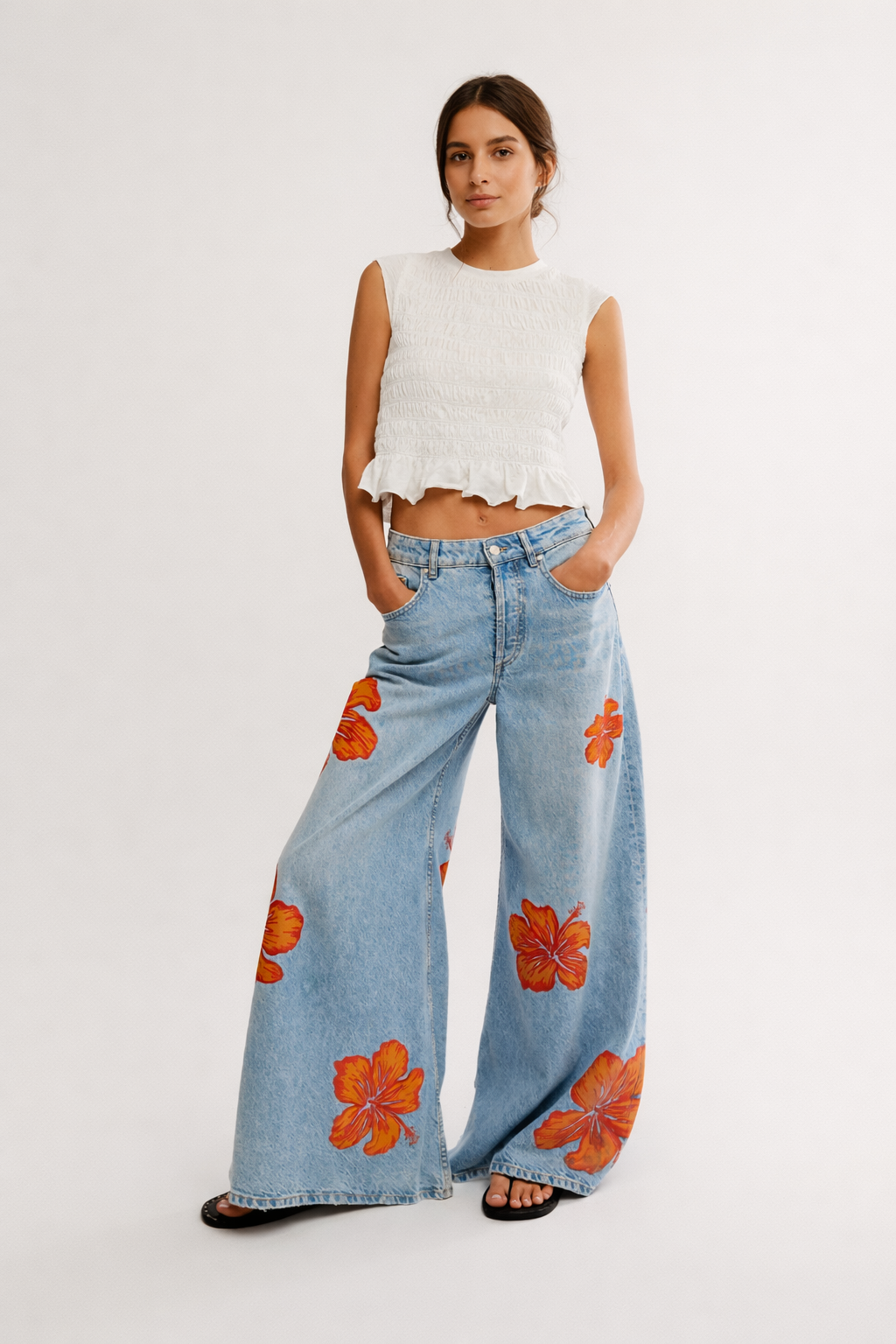 Colette™ | Pantalón Vaquero Estampado Floral