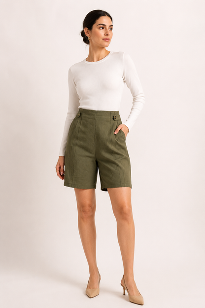 Maren™ | Short Tiro Alto con Botones Laterales