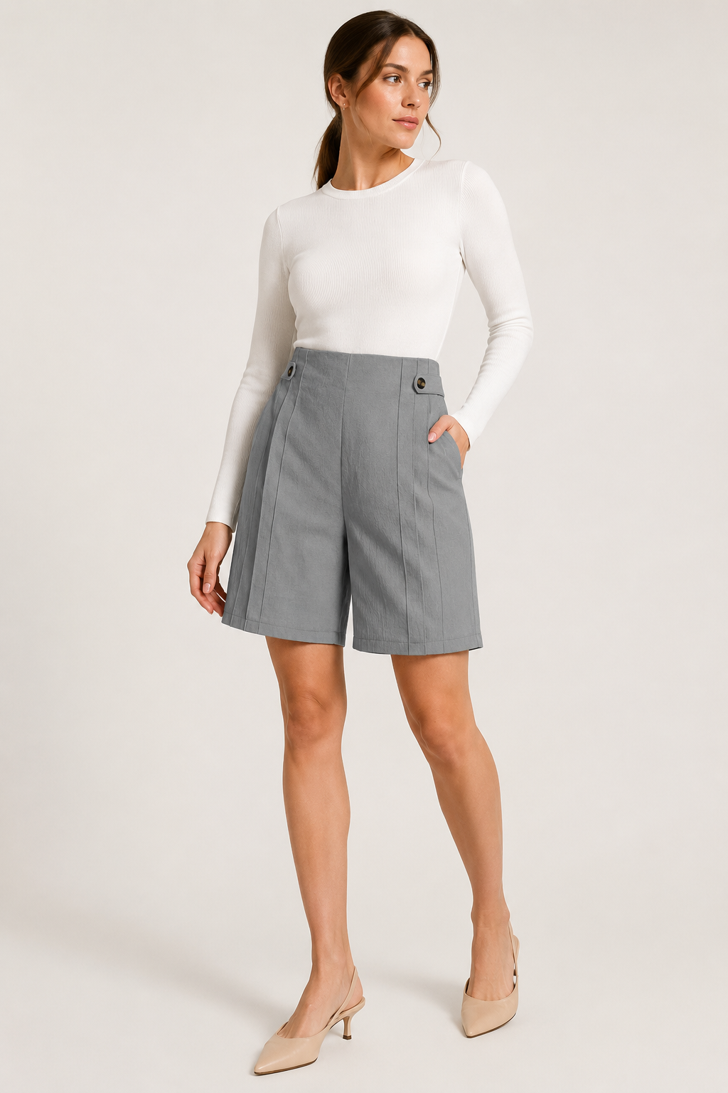 Maren™ | Short Tiro Alto con Botones Laterales