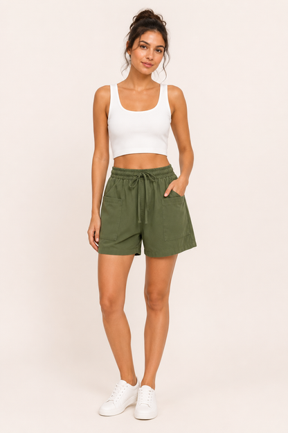 Lanni™ | Short Cintura Elástica con Lazo y Bolsillos