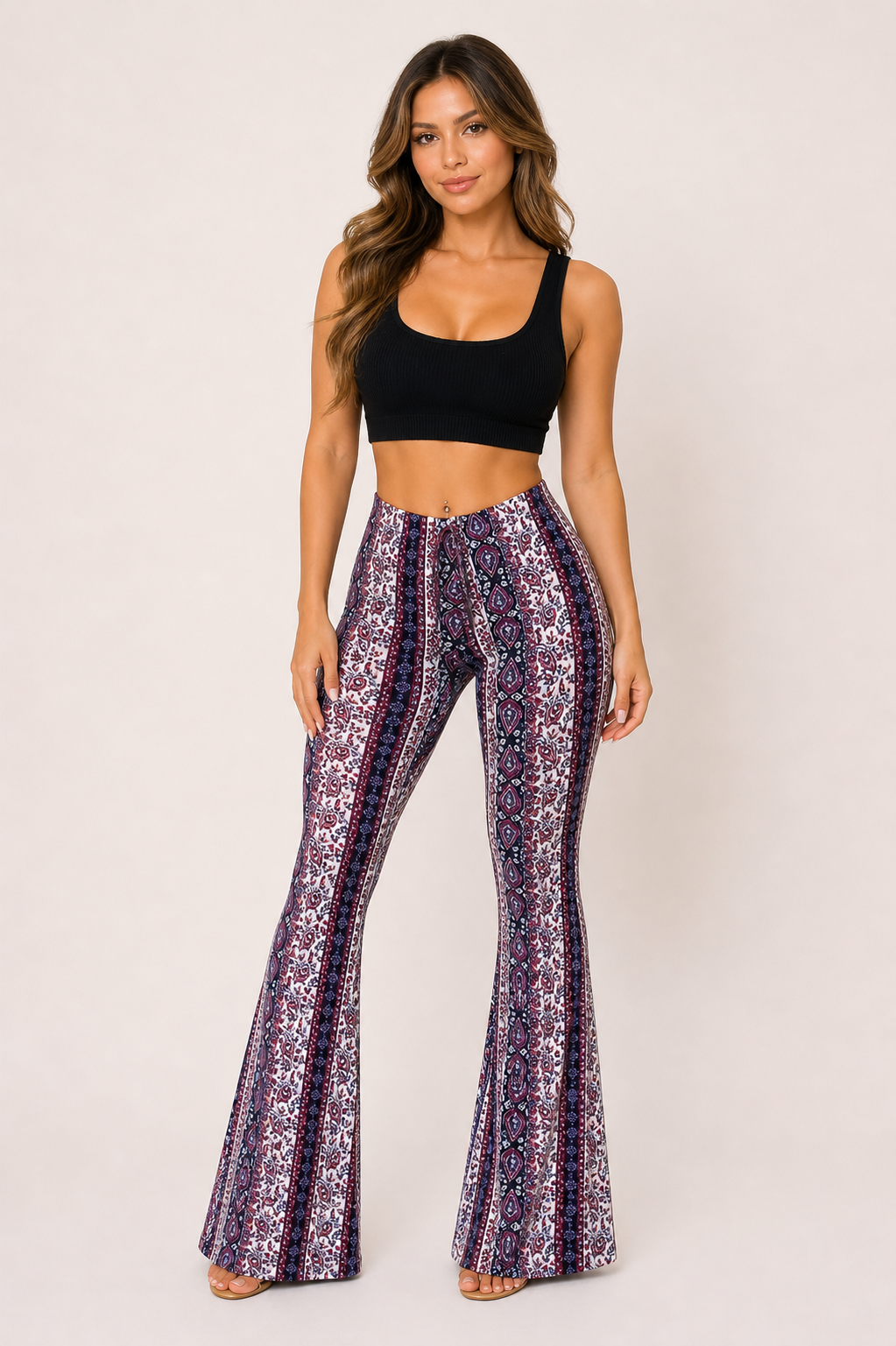 Klara™ | Pantalón Acampanado Estampado Vertical