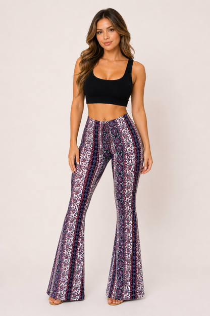 Klara™ | Pantalón Acampanado Estampado Vertical
