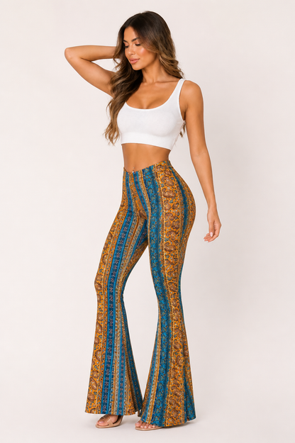 Klara™ | Pantalón Acampanado Estampado Vertical