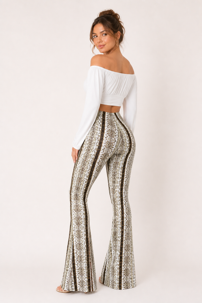 Klara™ | Pantalón Acampanado Estampado Vertical