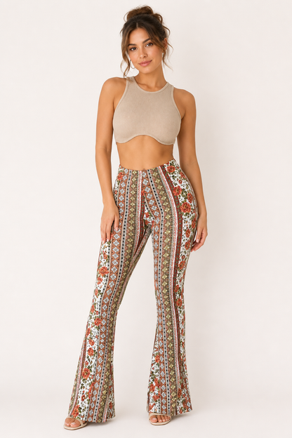 Klara™ | Pantalón Acampanado Estampado Vertical