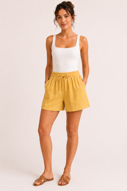 Anja™ | Short de Lino con Cordón