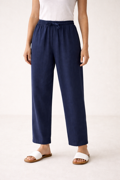 Nerea™ | Pantalón Ancho de Lino con Cordón