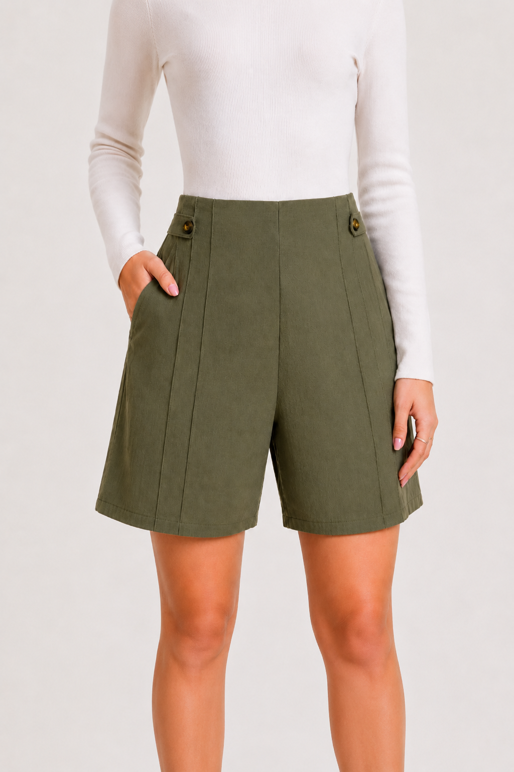 Maren™ | Short Tiro Alto con Botones Laterales