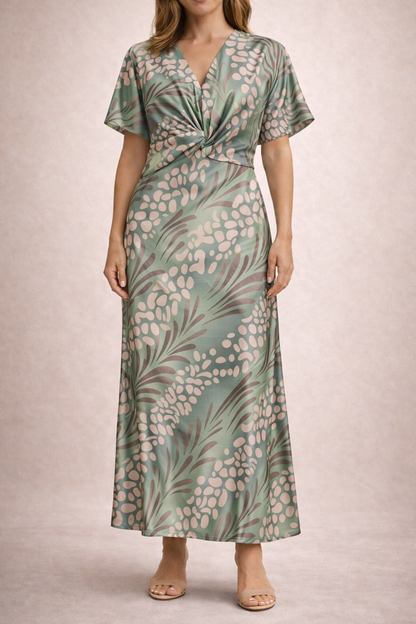 Carla™ | Vestido drapeado estampado