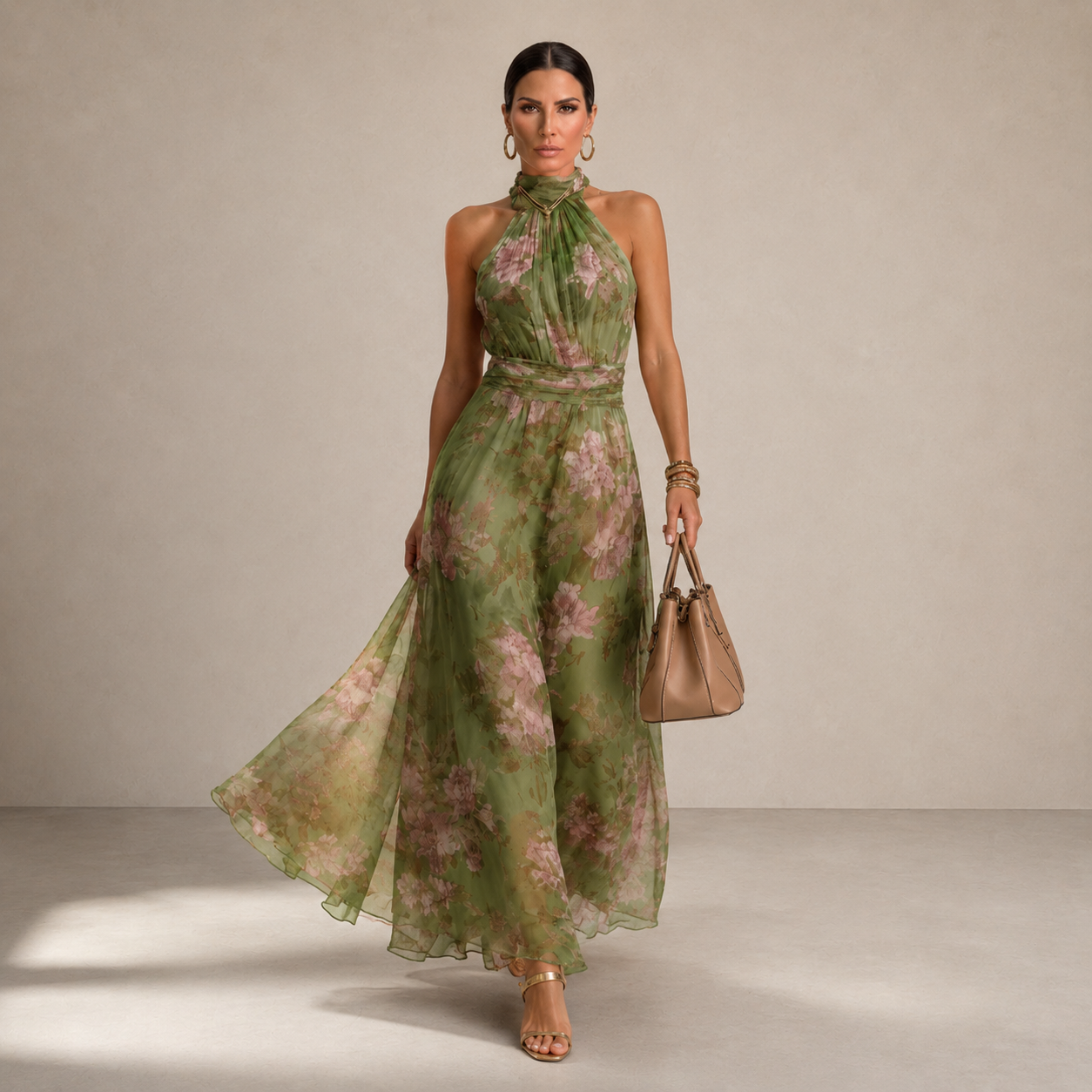 Livia™ | Vestido maxi halter floral elegante