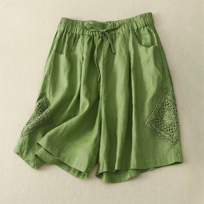 Paloma™ | Short de Lino con Bordado Lateral