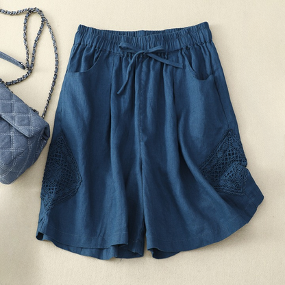Paloma™ | Short de Lino con Bordado Lateral