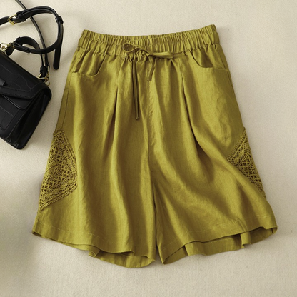 Paloma™ | Short de Lino con Bordado Lateral