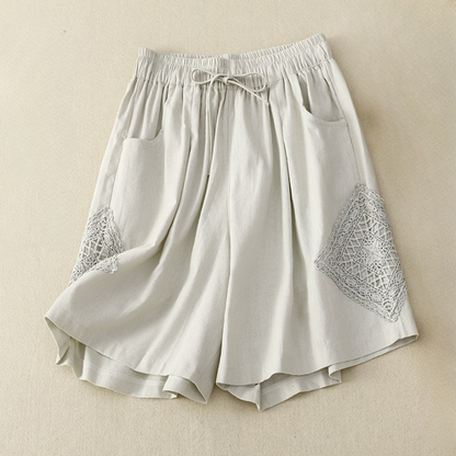 Paloma™ | Short de Lino con Bordado Lateral