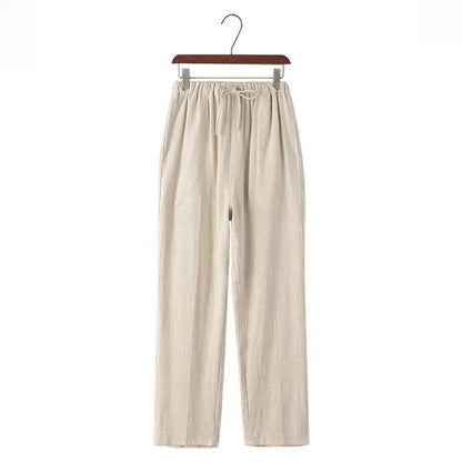 Nerea™ | Pantalón Ancho de Lino con Cordón