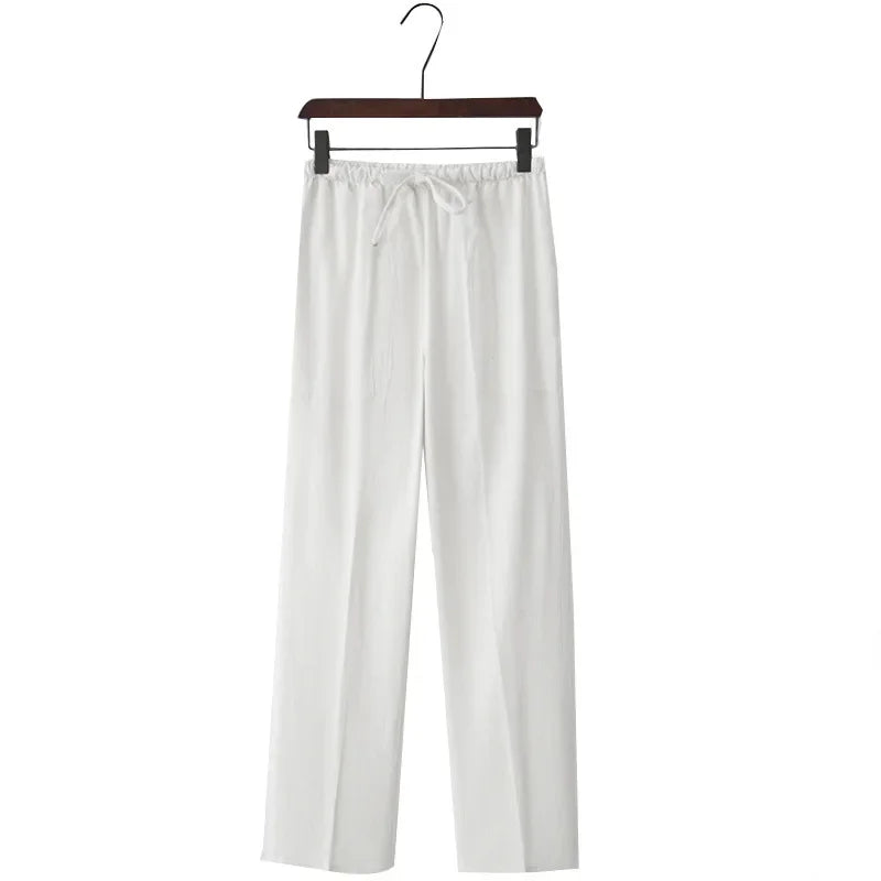 Nerea™ | Pantalón Ancho de Lino con Cordón