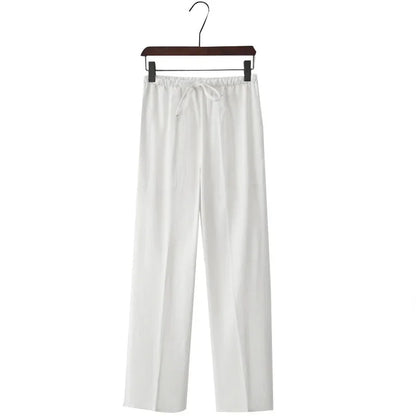 Nerea™ | Pantalón Ancho de Lino con Cordón