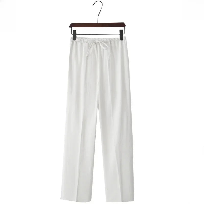 Nerea™ | Pantalón Ancho de Lino con Cordón